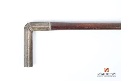 Cane, silver-plated brass handle, engraved...