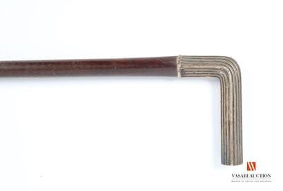 Cane, silver-plated brass handle, engraved...