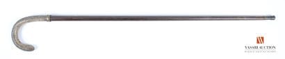 Walking stick, curved handle in engraved...
