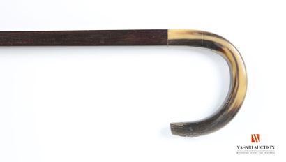 Walking cane, square rosewood shaft, horn...