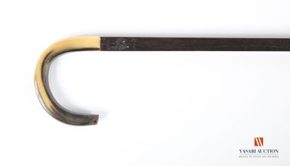 Walking cane, square rosewood shaft, horn...
