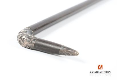 Rosewood cane with wooden and silver knob,...
