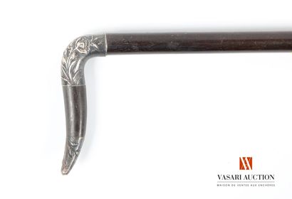 Rosewood cane with wooden and silver knob,...