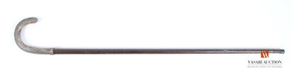 Walking stick, curved handle in engraved...