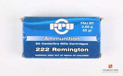 Cartouches PPU calibre 222 Remington, 3 boites...