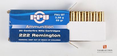 Cartouches PPU calibre 222 Remington, 3 boites...