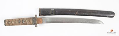 Tanto, lame de 255 mm, habaki laiton à striures,...