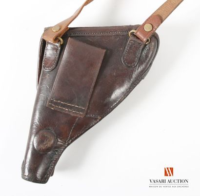 Étui en cuir marron pour revolver d'ordonnance...