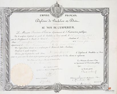 Diplomas and documents: Second Empire (1852-1870),...