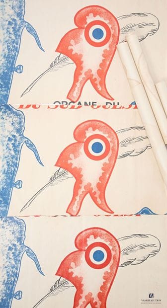 Five paper posters cut out in the margin...