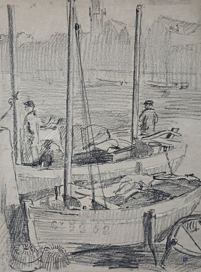 VALES Edmond (1918-2001)
Bateaux amarrés...