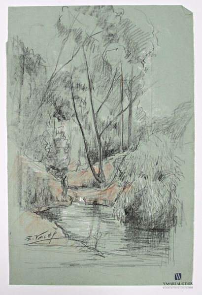 VALES Edmond (1918-2001)
Ruisseau en forêt
Fusain...