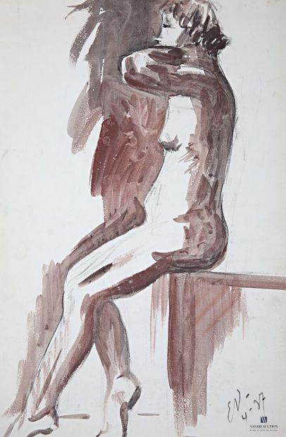 VALES Edmond (1918-2001)
Nue assise de profil
Aquarelle...