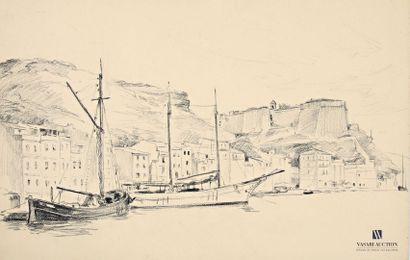 VALES Edmond (1918-2001)
Vue du port de Bonifacio...