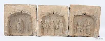 CHINE - Canton
Trois carreaux de terre cuite...