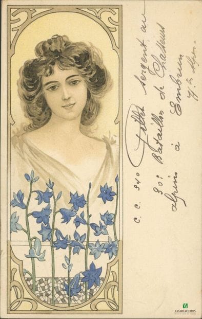 CPA - Portrait of a woman in color - Art...