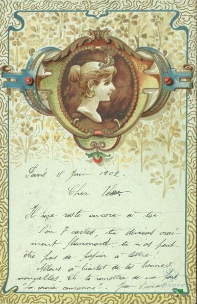 CPA - Portrait of a woman in color, on an...
