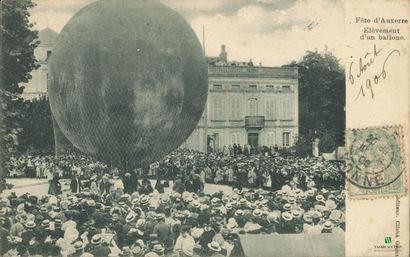 CPA - Fête d'AUXERRE - Elèvement d'un ba...