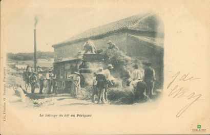 CPA - Le battage du blé en PERIGORD