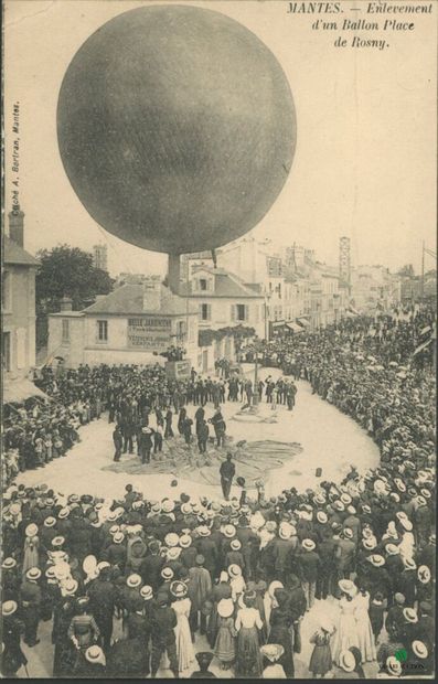 CPA - MANTES - Enlèvement d'un Ballon Place...