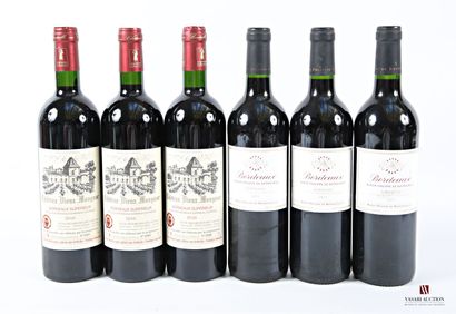 Lot of 6 blles including :
3 bottles Château...