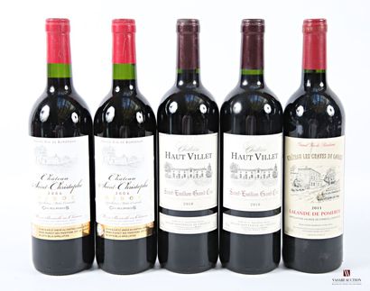 Lot of 5 bottles including :
2 bottles Château...
