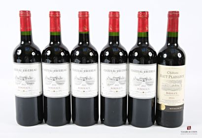 Lot of 6 bottles including :
5 bottles Château...