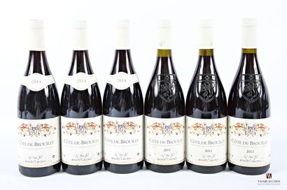 6 bottles CÔTE DE BROUILLY mise nég.
	3 blles...