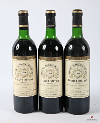 3 bottles Château CHAMBERT MARBUZET St Estèphe...
