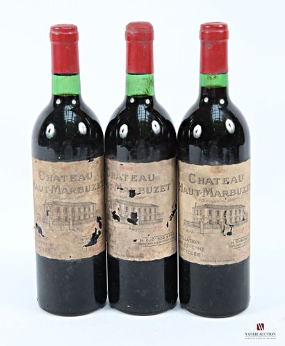 3 bottles Château HAUT MARBUZET St Estèphe...