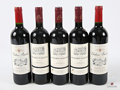 Lot of 5 blles including :
3 bottles Château...