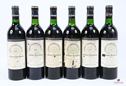 6 bottles Château CHAMBERT MARBUZET St Estèphe...