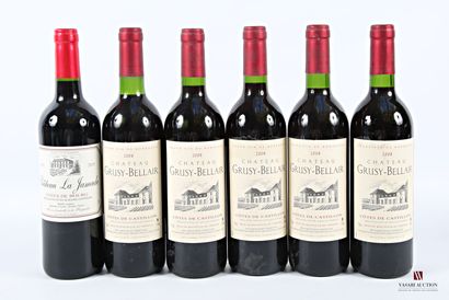 Lot of 6 blles including :
1 bottle Château...