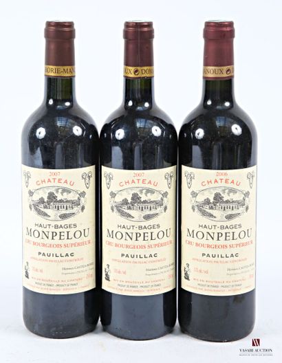 3 bottles Château HAUT BAGES MONPELOU Pauillac...