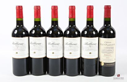 Lot of 6 bottles including :
5 bottles Château...