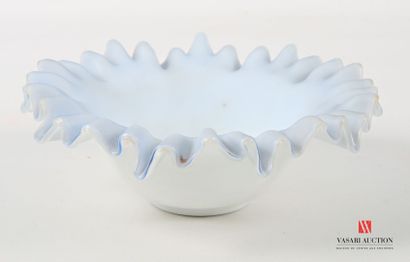Round-shaped bowl in partially blue-tinted...