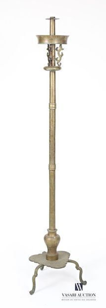 ASIA Brass floor lamp, the ringed and chased...