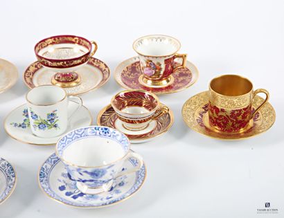 Collection of coffee cups including : a porcelain...