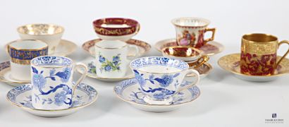 Collection of coffee cups including : a porcelain...