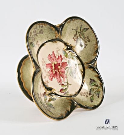 SARREGUEMINES 
Earthenware mounted bowl with...