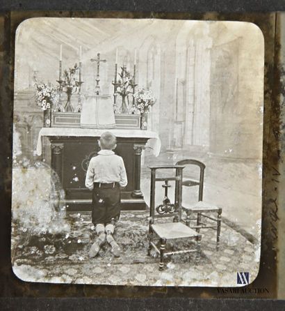 Set of positive glass plates and projections,...