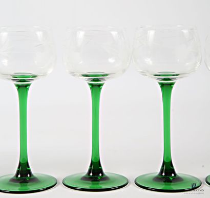 Suite of six Rhine wine glasses, the tumbler...