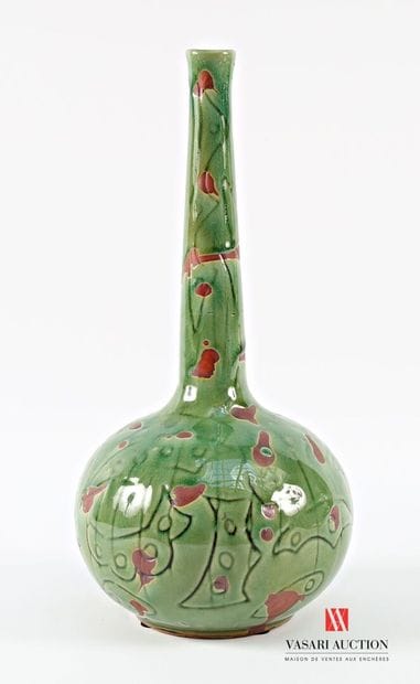Earthenware ovoid soliflore vase, elongated...