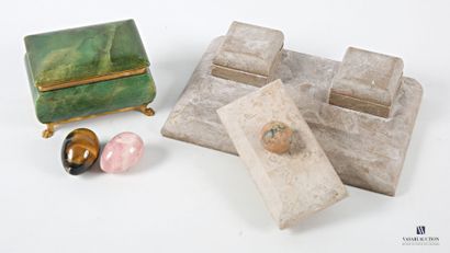 Grey marble desk set comprising an inkwell...