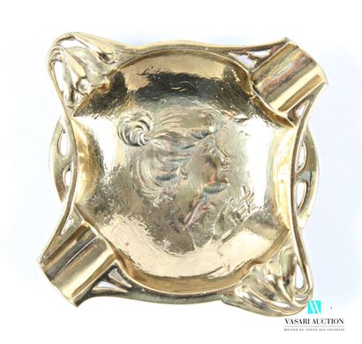 Bronze ashtray with a female profile in the...