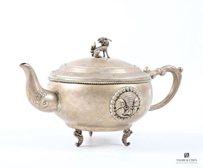 ASIA A patinated metal coffee pot decorated...