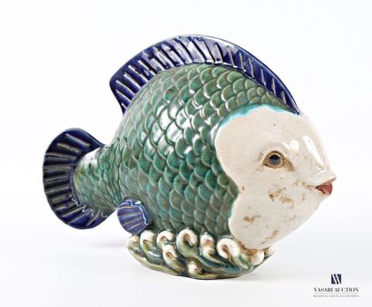 Enameled terracotta subject featuring a fish...