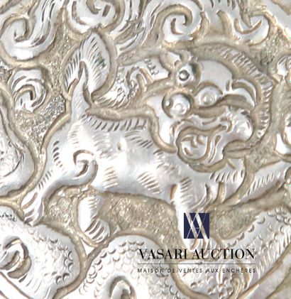 ASIA Belt plate in silver metal decorated...