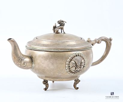 ASIA A patinated metal coffee pot decorated...