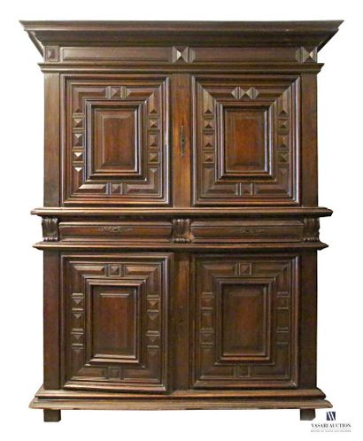 Two-tiered piece of furniture in molded and...